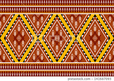 Seamless geometric ethnic oriental pattern. Geometric ethnic pattern. Ethnic pattern design for fabric, clothing, textile, wrapping, background, wallpaper, carpet, print, embroidery style, vector Seamless geometric ethnic oriental pattern. Geometric ethnic pattern. Ethnic pattern design for fabric, clothing, textile, wrapping, background, wallpaper, carpet, print, embroidery style, vector 141687093