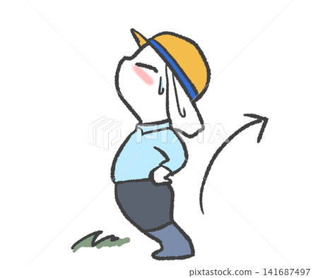 一名男子長時間蹲著後伸展背部。 一名男子長時間蹲著後伸展背部。 141687497