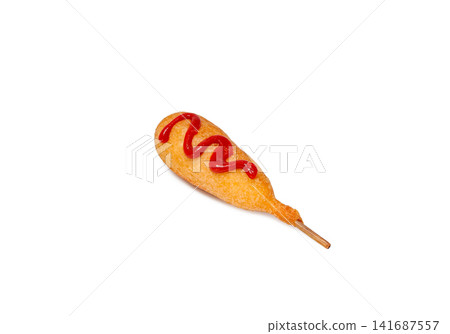 American hot dog with ketchup [White background, cutout] 141687557