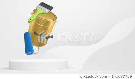 Abstract scene or podium for product showcase on monochrome background. Abstract scene or podium for product showcase on monochrome background. 141687799