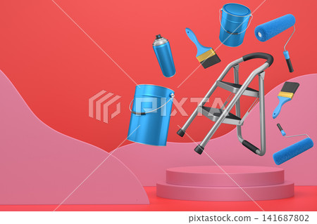 Abstract scene or podium for product showcase on monochrome background. Abstract scene or podium for product showcase on monochrome background. 141687802