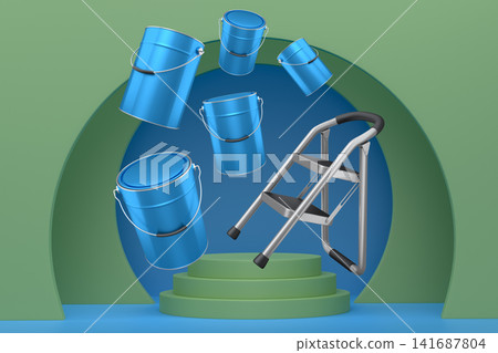Abstract scene or podium for product showcase on monochrome background. Abstract scene or podium for product showcase on monochrome background. 141687804