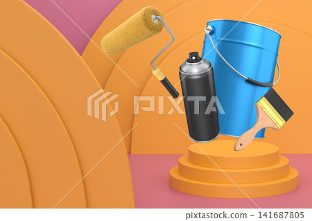Abstract scene or podium for product showcase on monochrome background. Abstract scene or podium for product showcase on monochrome background. 141687805