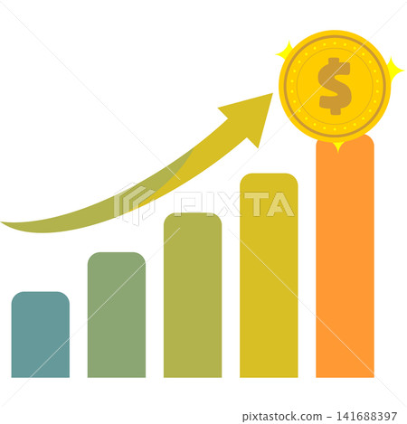 Financial Growth Chart with Coin Icon Vector, Business Success and Investment Symbol Illustration Financial Growth Chart with Coin Icon Vector, Business Success and Investment Symbol Illustration 141688397