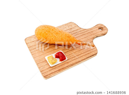 American hot dog with ketchup [White background, cutout] 141688936