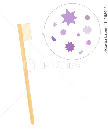 一幅插圖描繪了附著在天然材料製成的牙刷上的細菌。 141689464