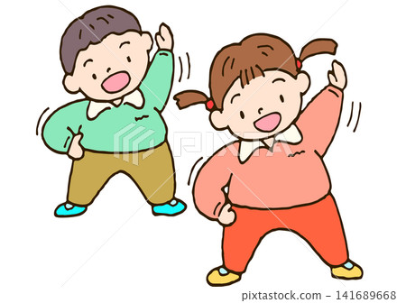 Children doing gymnastics Children doing gymnastics 141689668