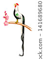 A chicken perched on a plum blossom 141689680