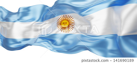 Argentina flag ribbon flowing isolated on white background 3D render Argentina flag ribbon flowing isolated on white background 3D render 141690189