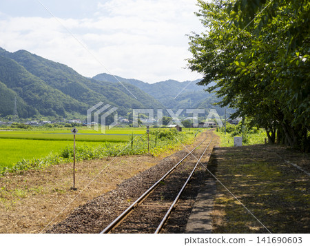 The rural landscape of Yazu Town as seen from Hayabusa Station on the Wakasa Railway. The rural landscape of Yazu Town as seen from Hayabusa Station on the Wakasa Railway. 141690603