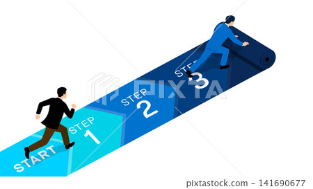 An illustration illustrating a step-by-step business roadmap to support businesses and guide them towards success. An illustration illustrating a step-by-step business roadmap to support businesses and guide them towards success. 141690677