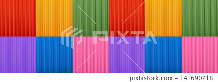 Colorful corrugated metal container pattern. Iron sheet background. Colorful corrugated metal container pattern. Iron sheet background. 141690718