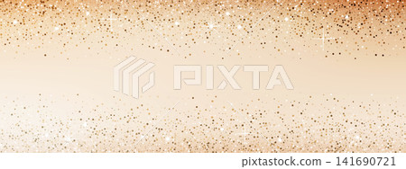 Champagne gold glitter background with scattered luminous circles and starburst flares. Vector template for birthday, New Year celebration and festive poster. Champagne gold glitter background with scattered luminous circles and starburst flares. Vector template for birthday, New Year celebration and festive poster. 141690721