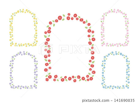 Arch window-shaped floral frame set 141690835