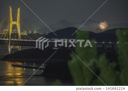 日本岡山縣倉敷市瀨戶大橋美景 141691224