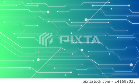 Green gradient circuit pattern background, technology, landscape orientation, 16:9 aspect ratio. Green gradient circuit pattern background, technology, landscape orientation, 16:9 aspect ratio. 141692025