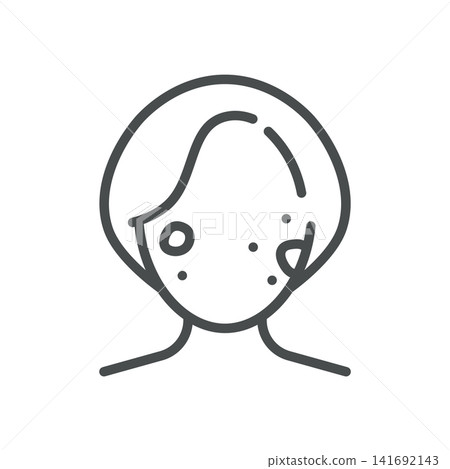 Age Spots on Woman Face Line Icon. Hyperpigmentation and Liver Spots Dermatology Symbol. Editable Stroke Vector Illustration. Age Spots on Woman Face Line Icon. Hyperpigmentation and Liver Spots Dermatology Symbol. Editable Stroke Vector Illustration. 141692143