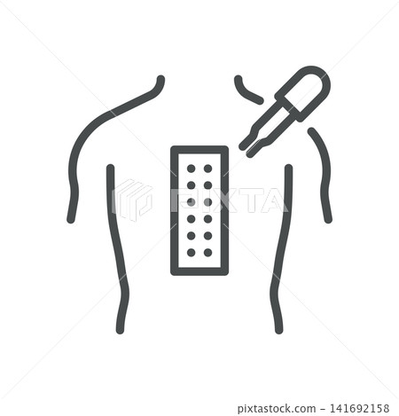 Skin Patch Test on Back Line Icon. Allergy Testing and Contact Dermatitis Diagnosis Symbol. Editable Stroke Vector Illustration. Skin Patch Test on Back Line Icon. Allergy Testing and Contact Dermatitis Diagnosis Symbol. Editable Stroke Vector Illustration. 141692158