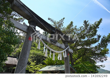 神聖的能量之地!高知縣鳴武神社的鳥居。 神聖的能量之地!高知縣鳴武神社的鳥居。 141692249