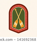 Vintage Crossed Canoe Paddles Merit Badge Vector, Retro Scout Embroidery Patch, Outdoor Camping Achievement Emblem for Apparel, Stickers and Adventure Designs Vintage Crossed Canoe Paddles Merit Badge Vector, Retro Scout Embroidery Patch, Outdoor Camping Achievement Emblem for Apparel, Stickers and Adventure Designs 141692368