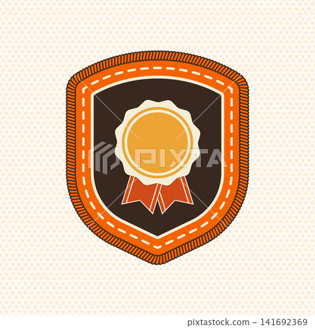 Vintage Award Ribbon Merit Badge Vector, Retro Scout Embroidery Patch, Outdoor Achievement Emblem for Camping, Apparel, Stickers and Adventure Designs Vintage Award Ribbon Merit Badge Vector, Retro Scout Embroidery Patch, Outdoor Achievement Emblem for Camping, Apparel, Stickers and Adventure Designs 141692369