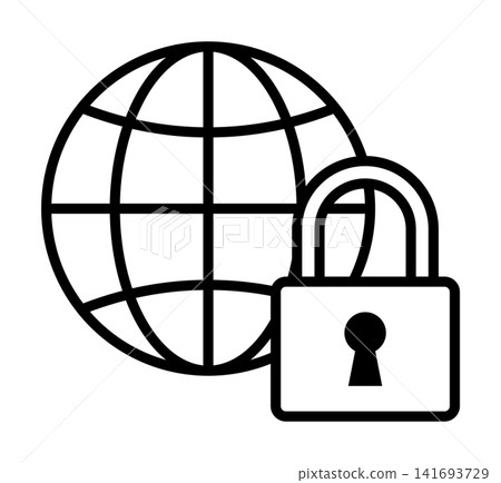 Network and padlock security icon 141693729