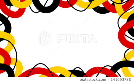 Germany flag colors abstract line frame border with black red yellow overlapping rings isolated on transparent background. Copy space. PNG. Vector. Germany flag colors abstract line frame border with black red yellow overlapping rings isolated on transparent background. Copy space. PNG. Vector. 141693788