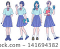 Anime-style high school girl standing portrait 141694382