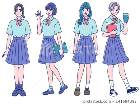 動漫風格高中女生肖像 動漫風格高中女生肖像 141694382