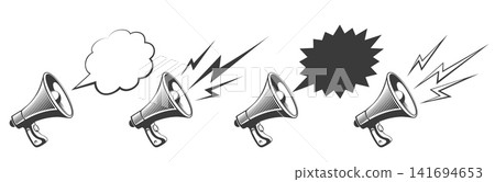 Megaphone loudspeaker engraving set Megaphone loudspeaker engraving set 141694653