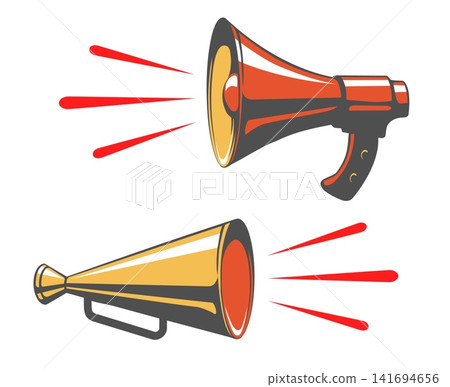 Megaphone loudspeaker bullhorn icons Megaphone loudspeaker bullhorn icons 141694656