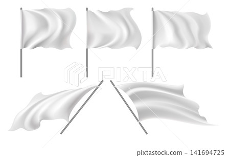 Realistic white waving flags Realistic white waving flags 141694725