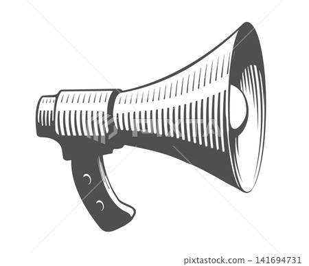 Megaphone in vintage engraved style Megaphone in vintage engraved style 141694731