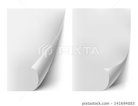 Paper sheets with curled edge 141694883