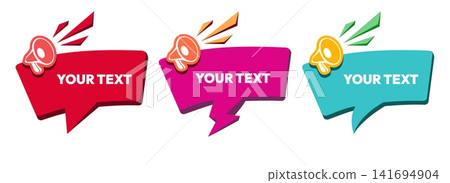 Megaphone labels colorful set 141694904