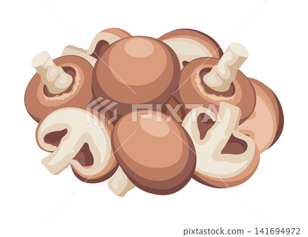 Cartoon champignon mushrooms Cartoon champignon mushrooms 141694972