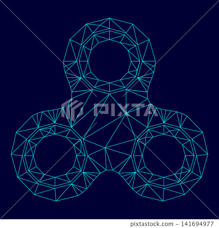 Hand spinner low poly triangulation triangulated polygonal electric cyan blue vibrant aqua neon color outline contour line Hand spinner low poly triangulation triangulated polygonal electric cyan blue vibrant aqua neon color outline contour line 141694977