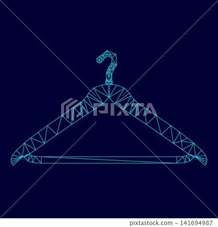Hanger low poly triangulation triangulated polygonal electric cyan blue vibrant aqua neon color outline contour line Hanger low poly triangulation triangulated polygonal electric cyan blue vibrant aqua neon color outline contour line 141694987