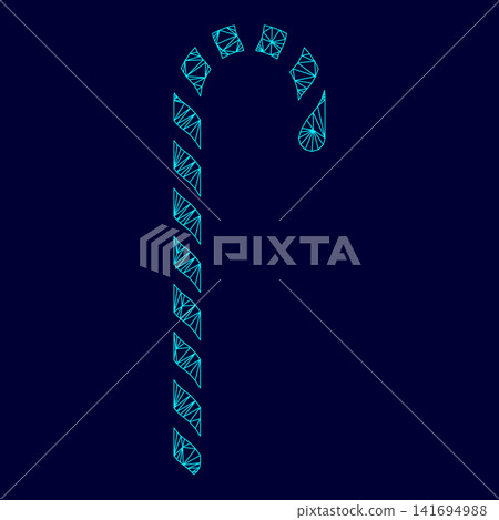 Candy cane low poly triangulation triangulated polygonal electric cyan blue vibrant aqua neon color outline contour line Candy cane low poly triangulation triangulated polygonal electric cyan blue vibrant aqua neon color outline contour line 141694988