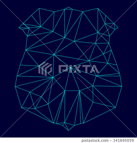 Police badge low poly triangulation triangulated polygonal electric cyan blue vibrant aqua neon color outline contour line Police badge low poly triangulation triangulated polygonal electric cyan blue vibrant aqua neon color outline contour line 141695059