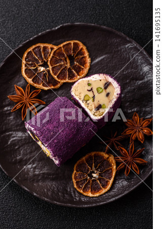 Turkish delight or lokum is a traditional Eastern sweet made with nuts. Turkish delight, lokum Turkish delight or lokum is a traditional Eastern sweet made with nuts. Turkish delight, lokum 141695135