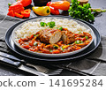 Savory Balkan Cufta Patty In Stewed Pepper Sauce 141695284