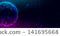 Global connection network on dark blue background. 141695668