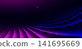 Abstract Futuristic Purple Blue Technology Background with Curved Digital Grid. 141695669