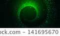 Abstract green light dotted swirl on dark background. 141695670