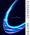 Blue and purple curved neon beams on dark blue background. 141695672