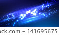 Abstract wave lines technology digital network and dot blur background. 141695675