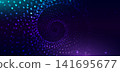 Futuristic square pattern curve with blue lighting effect and sparkle on blue background. 141695677