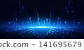 Futuristic digital data technology Background with square pattern element glowing. 141695679