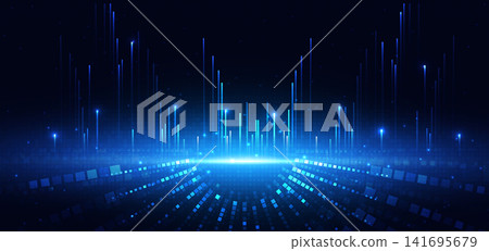 Futuristic digital data technology Background with square pattern element glowing. 141695679